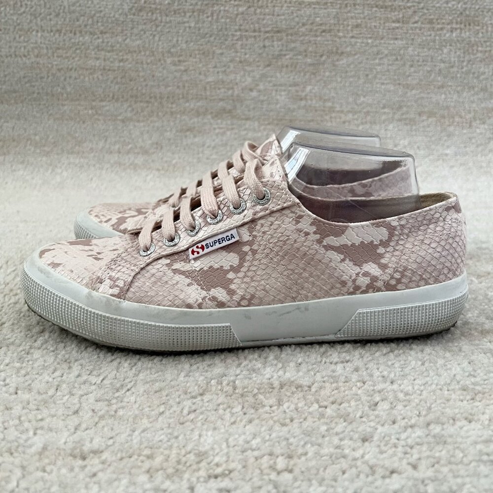 Superga Pink Reptile Lace Up Low Top Sneakers Shoes 9.5